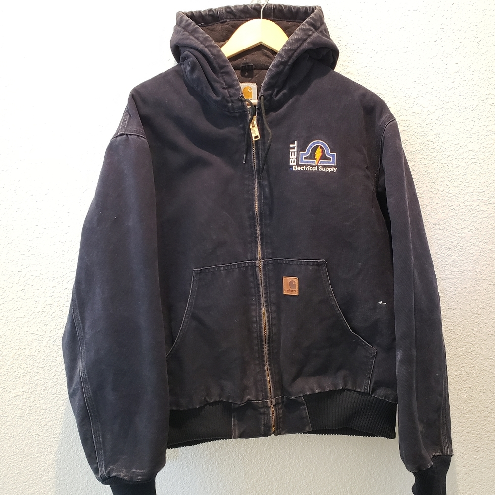 Vintage Carhartt Insulated Full Zip Canvas Work Jacket Men's - sz L Navy Blue